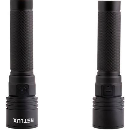 Genopladelig LED-aluminiumslommelygte LED/3W/2000 mAh IPX4 sort