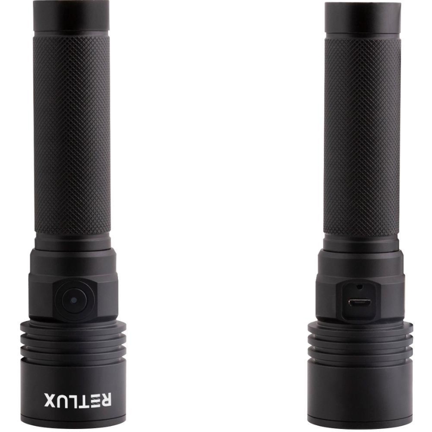 Genopladelig LED-aluminiumslommelygte LED/3W/2000 mAh IPX4 sort