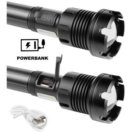Genopladelig LED lommelygte med powerbank-funktion aluminium LED/4400 mAh 2200 lm IP44