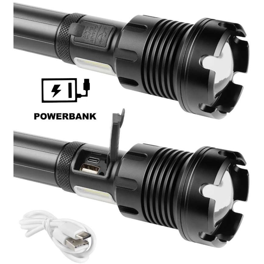 Genopladelig LED lommelygte med powerbank-funktion aluminium LED/4400 mAh 2200 lm IP44