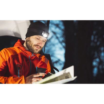 Genopladelig LED-pandelampe 3W/1200 mAh IP44 sort