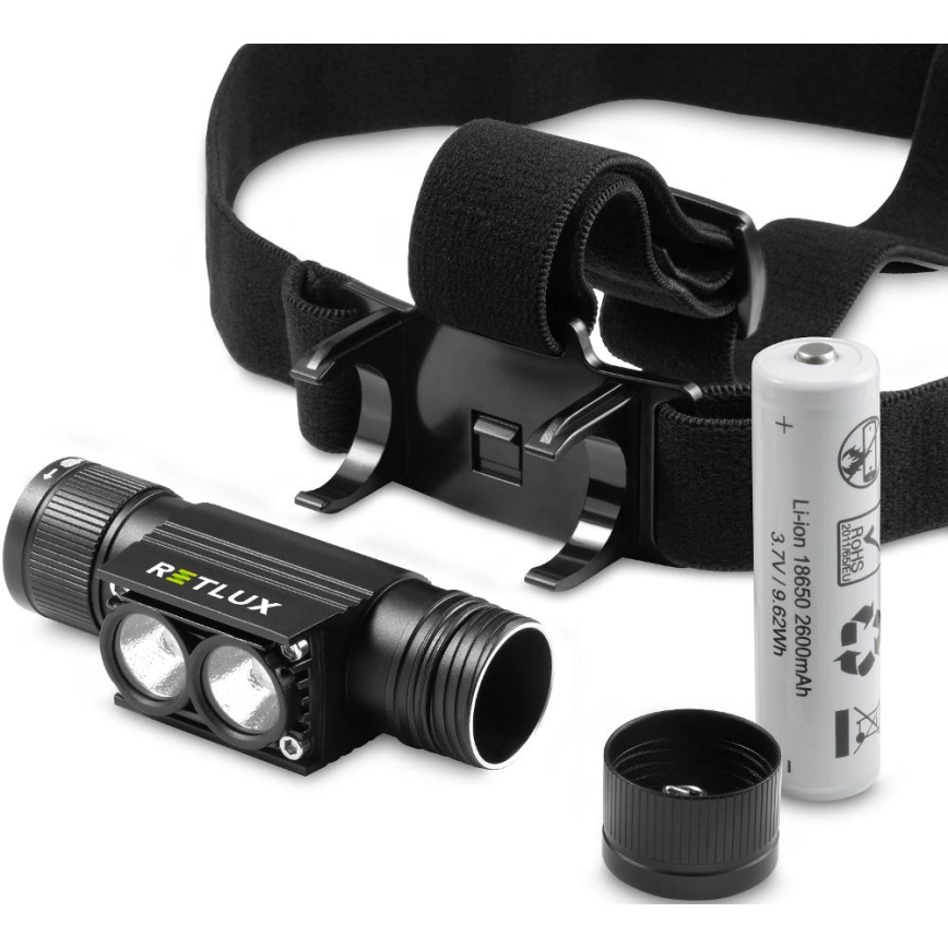 Genopladelig LED pandelampe aluminium LED/2600 mAh IP66