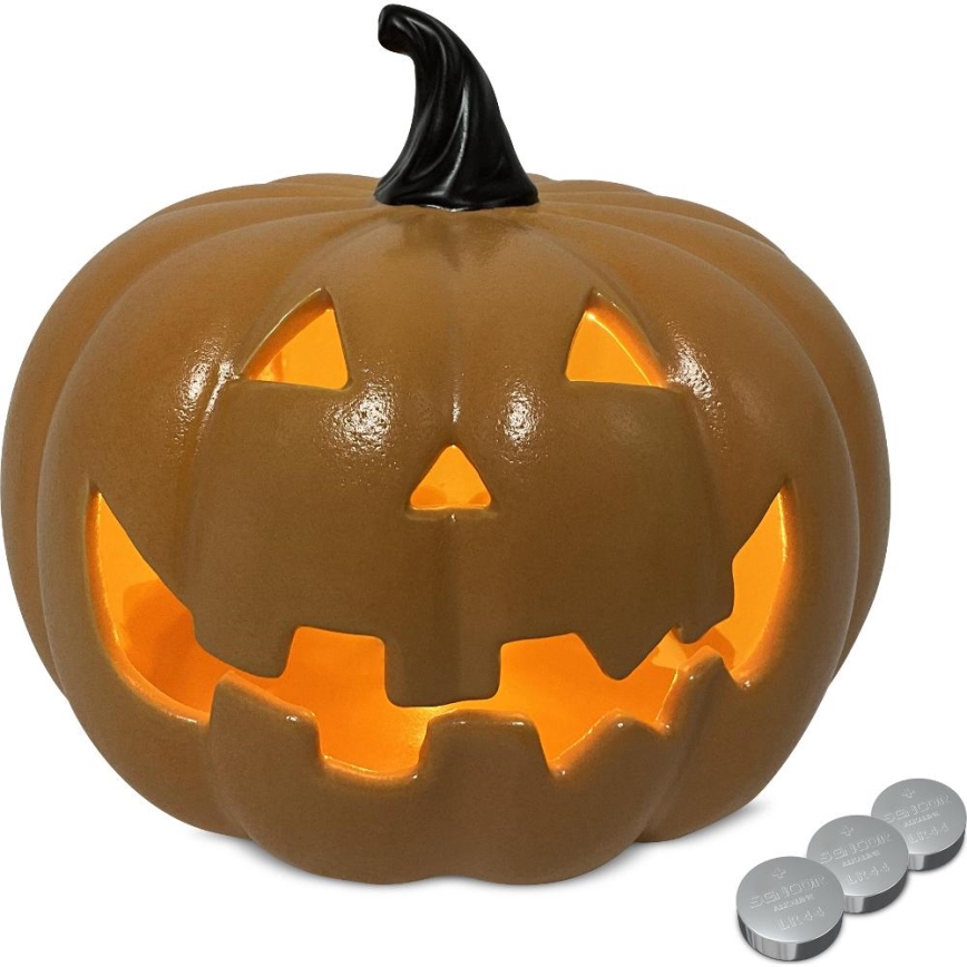 Keramisk LED græskar HALLOWEEN LED/3xLR44/varm hvid