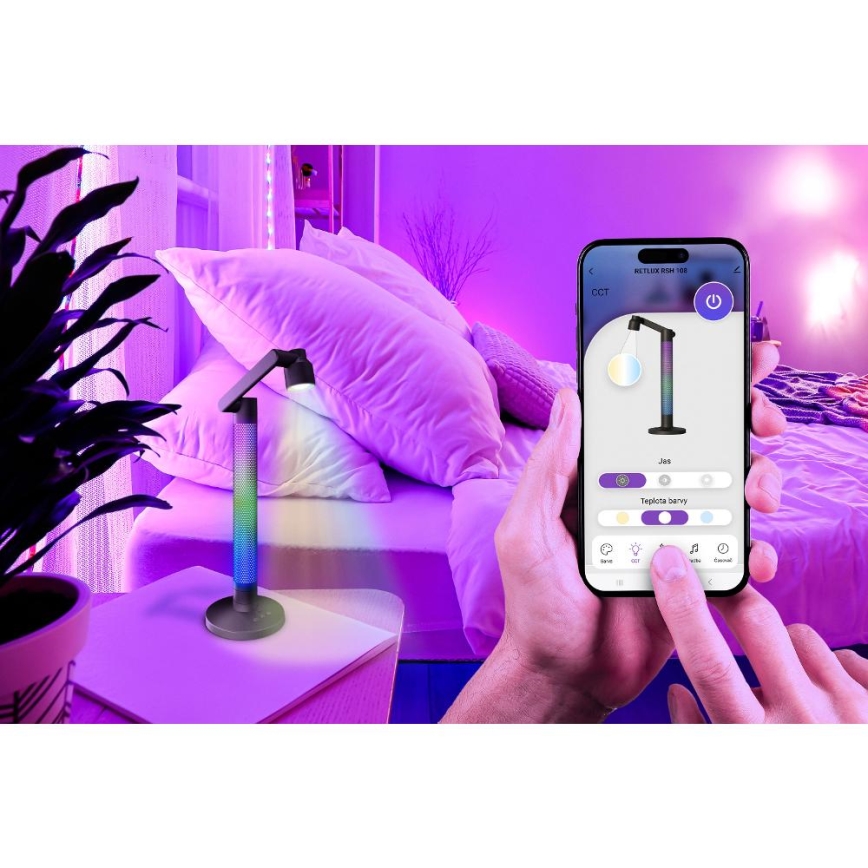 LED bordlampe m. RGBW-farver dæmpbar LED/10W/5V 2700-6000K Wi-Fi Tuya + fjernbetjening