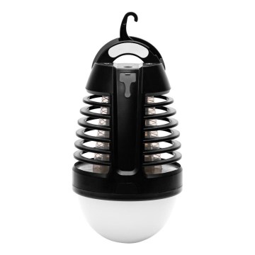 Retlux - LED bærbar genopladelig lampe med insektfanger LED/5W/1800 mAh IP44 sort