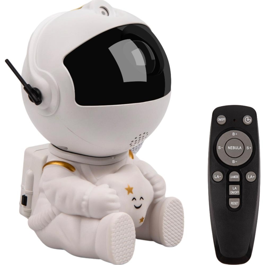 LED børneprojektor 230V astronaut 12,5 cm + fjernbetjening