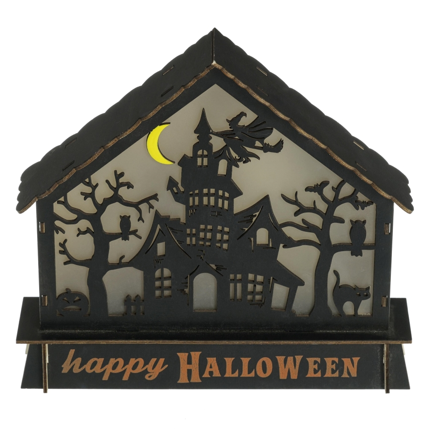 LED Dekoration HALLOWEEN LED/2xAA/flerfarvet hjemsøgt hus