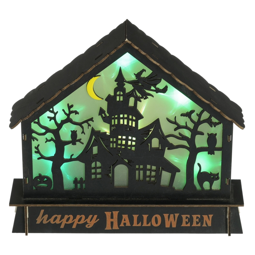 LED Dekoration HALLOWEEN LED/2xAA/flerfarvet hjemsøgt hus