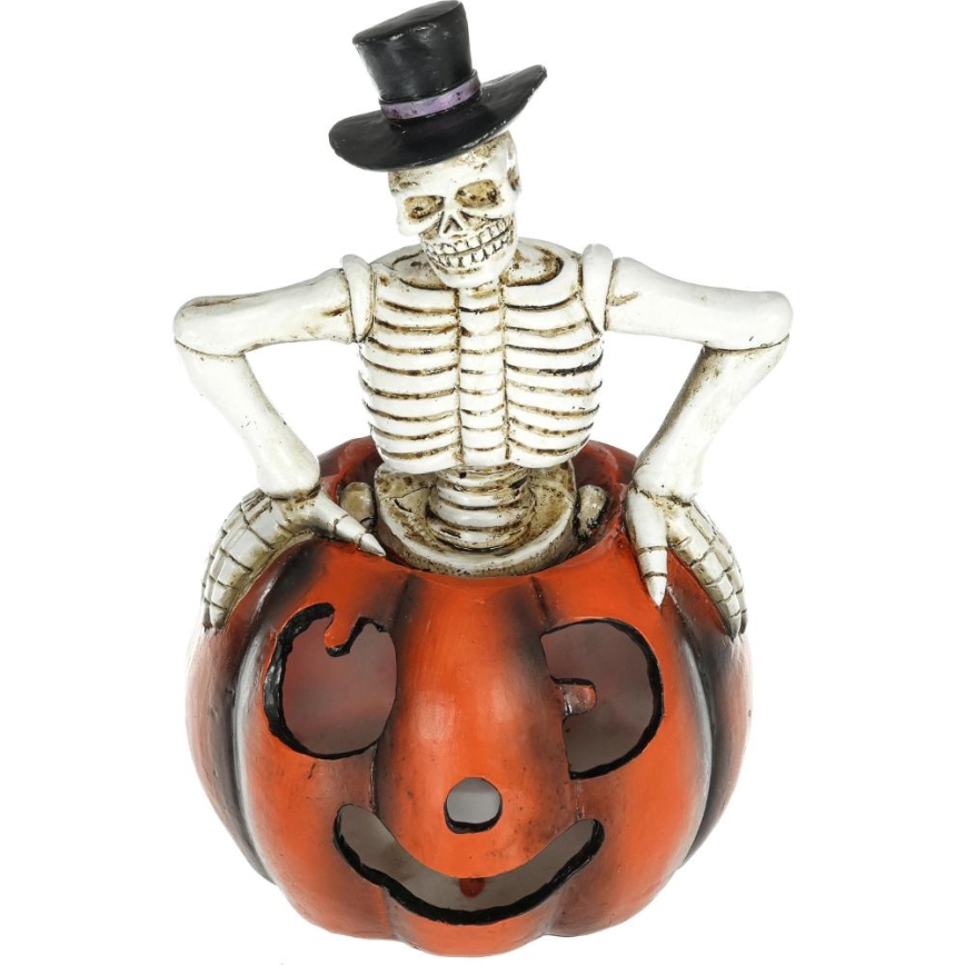 LED dekoration HALLOWEEN LED/2xLR44/varm hvid skelet i græskar resin