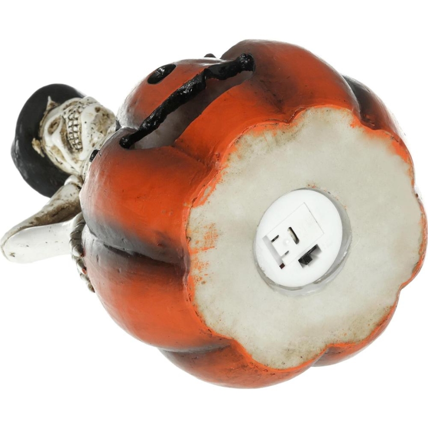 LED dekoration HALLOWEEN LED/2xLR44/varm hvid skelet i græskar resin