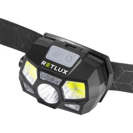 Genopladelig LED-pandelampe med sensor – 3W LED, 900 mAh, IP44, sort