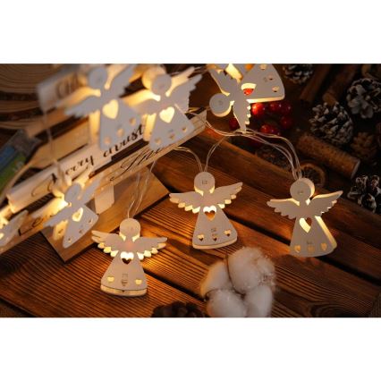 LED julekæde 10xLED/2xAA/varm hvid 2m engle