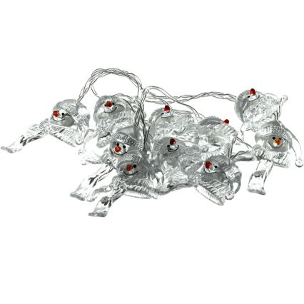 LED julelyskæde 10xLED/2xAA/varm hvid 1,65m snemænd