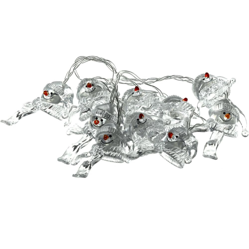LED julelyskæde 10xLED/2xAA/varm hvid 1,65m snemænd