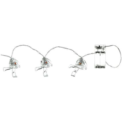 LED julelyskæde 10xLED/2xAA/varm hvid 1,65m snemænd