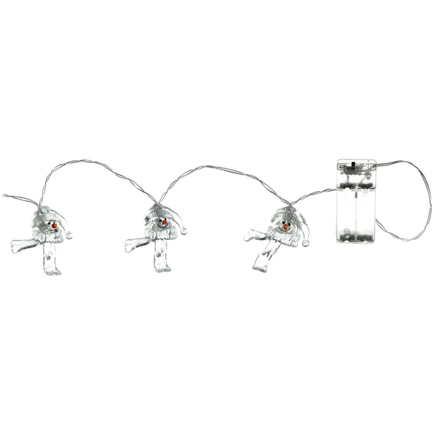 LED julelyskæde 10xLED/2xAA/varm hvid 1,65m snemænd
