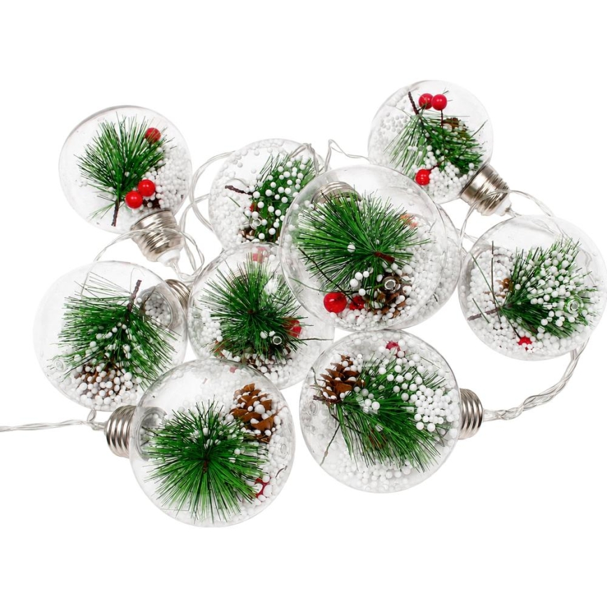 LED Julelyskæde 10xLED/3xAAA/varm hvid 2,1m kugler