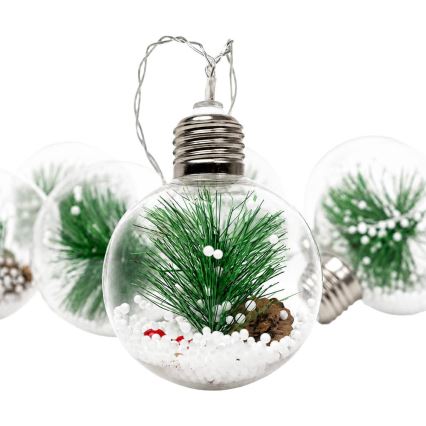 LED Julelyskæde 10xLED/3xAAA/varm hvid 2,1m kugler