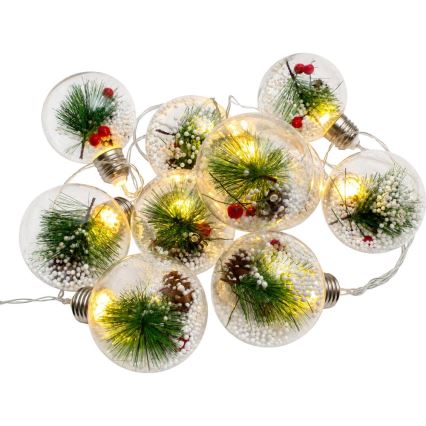LED Julelyskæde 10xLED/3xAAA/varm hvid 2,1m kugler
