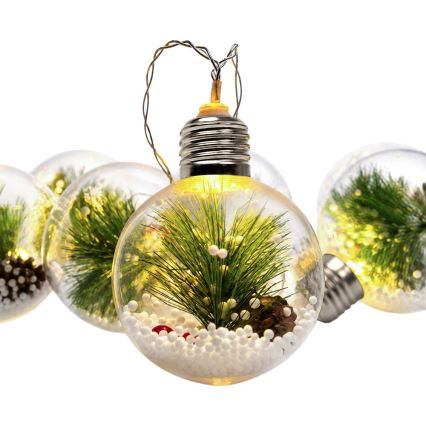 LED Julelyskæde 10xLED/3xAAA/varm hvid 2,1m kugler