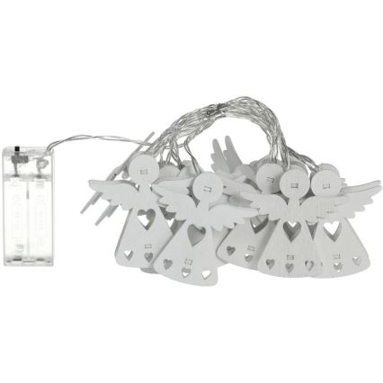 LED julelyskæde 10xLED/2xAA/varm hvid 2m engle