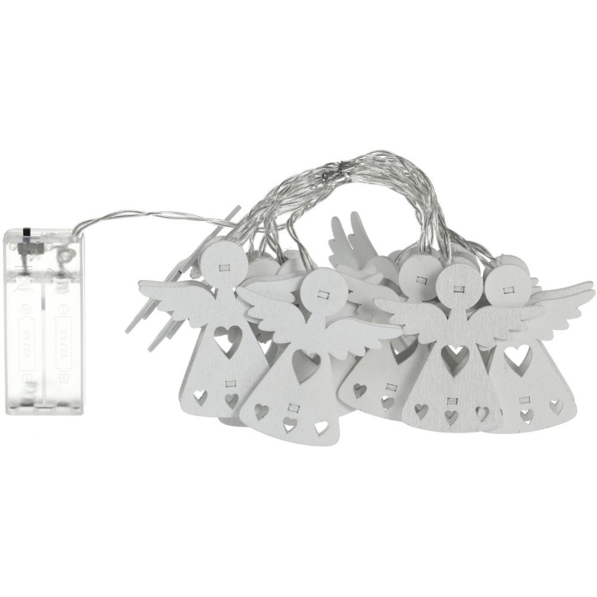 LED julelyskæde 10xLED/2xAA/varm hvid 2m engle