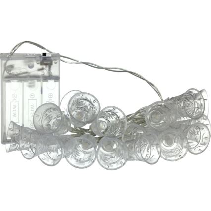 LED julelyskæde 20xLED/3xAA/varm hvid 2,2m bjæller