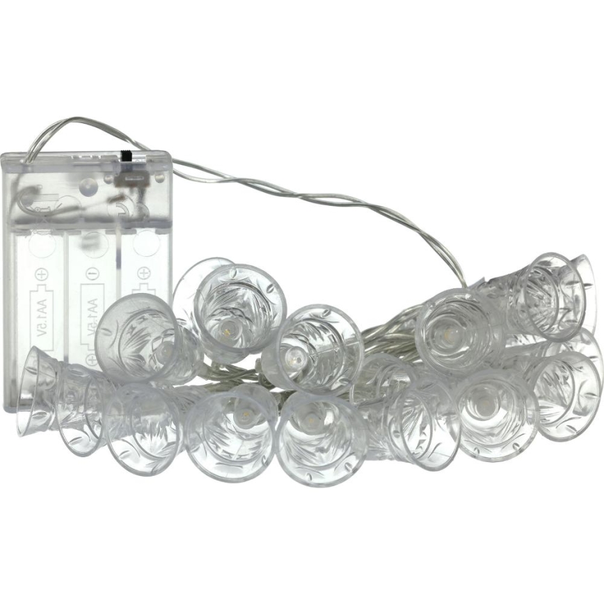 LED julelyskæde 20xLED/3xAA/varm hvid 2,2m bjæller