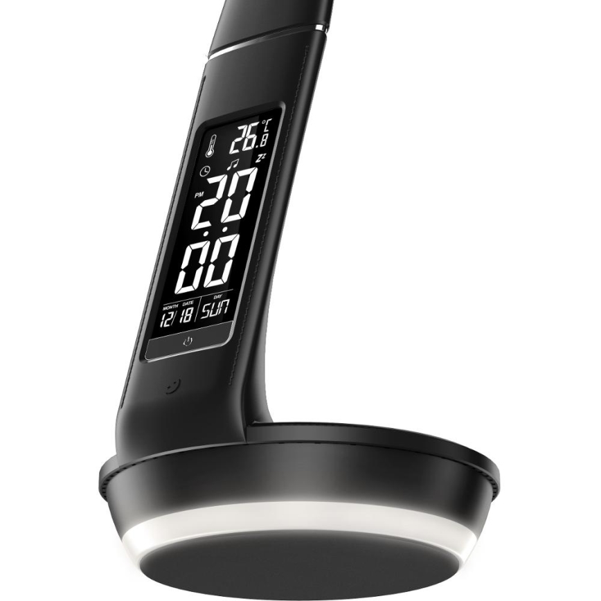 LED bordlampe m. trådløs opladning dæmpbar Qi 5W og display LED/6W/230V/1xCR2032 3000/4000/6000K sort