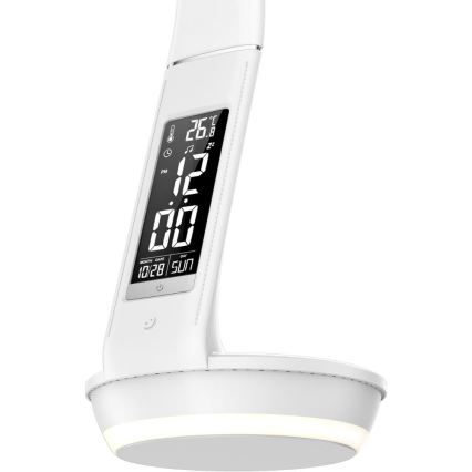 LED bordlampe m. trådløs opladning dæmpbar Qi 5W og display LED/6W/230V 3000/4000/6000K hvid