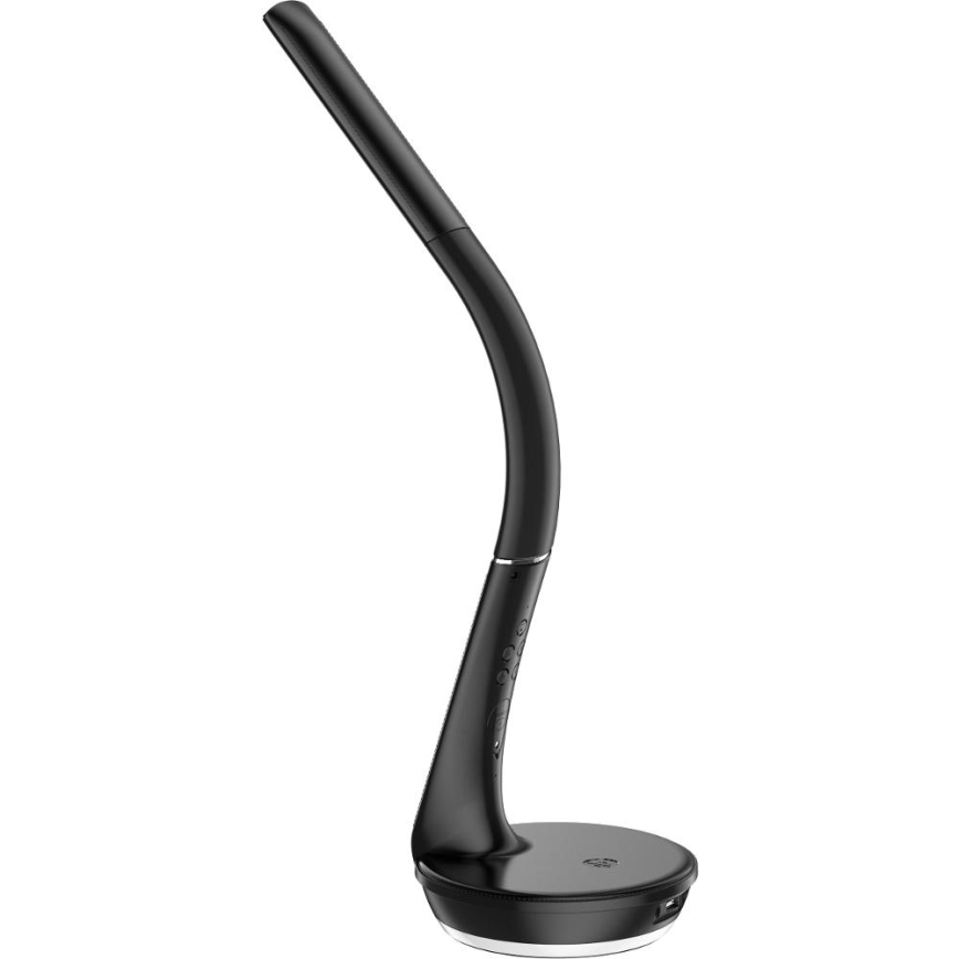 LED bordlampe m. trådløs opladning dæmpbar Qi 5W og display LED/6W/230V 3000/4000/6000K sort