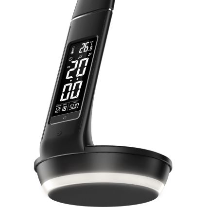 LED bordlampe m. trådløs opladning dæmpbar Qi 5W og display LED/6W/230V 3000/4000/6000K sort