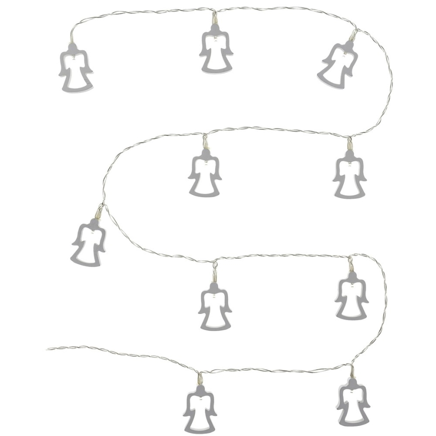 LED-lyskæde 10xLED/2xAA 1,8m varm hvid