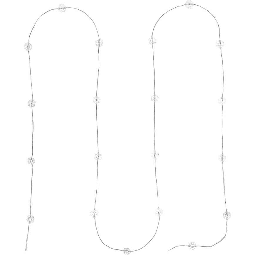 LED-lyskæde 20xLED/2xAA 2,3m kold hvid