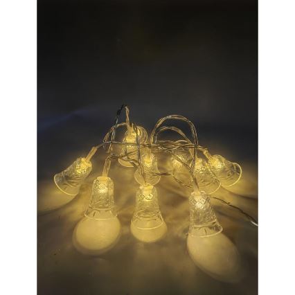 LED-lyskæde 20xLED/3xAA/varm hvid 2,2m små klokker