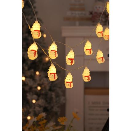 LED-lyskæde 20xLED/3xAA/varmhvid 3,3m snemænd