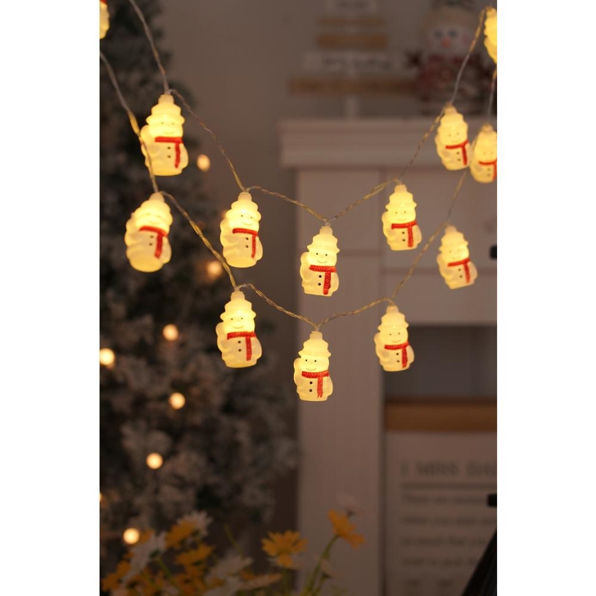 LED-lyskæde 20xLED/3xAA/varmhvid 3,3m snemænd
