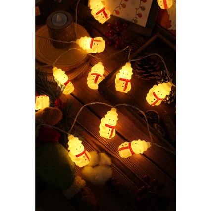 LED-lyskæde 20xLED/3xAA/varmhvid 3,3m snemænd