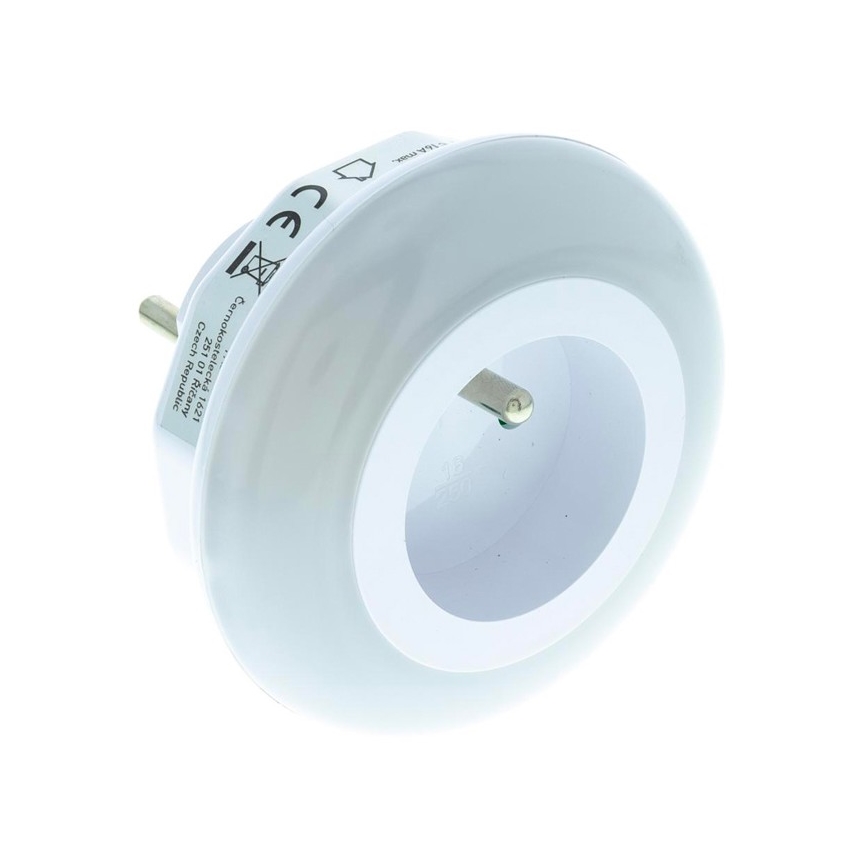 LED navigationslampe med skumringssensor og stik LED/0,6W/230V