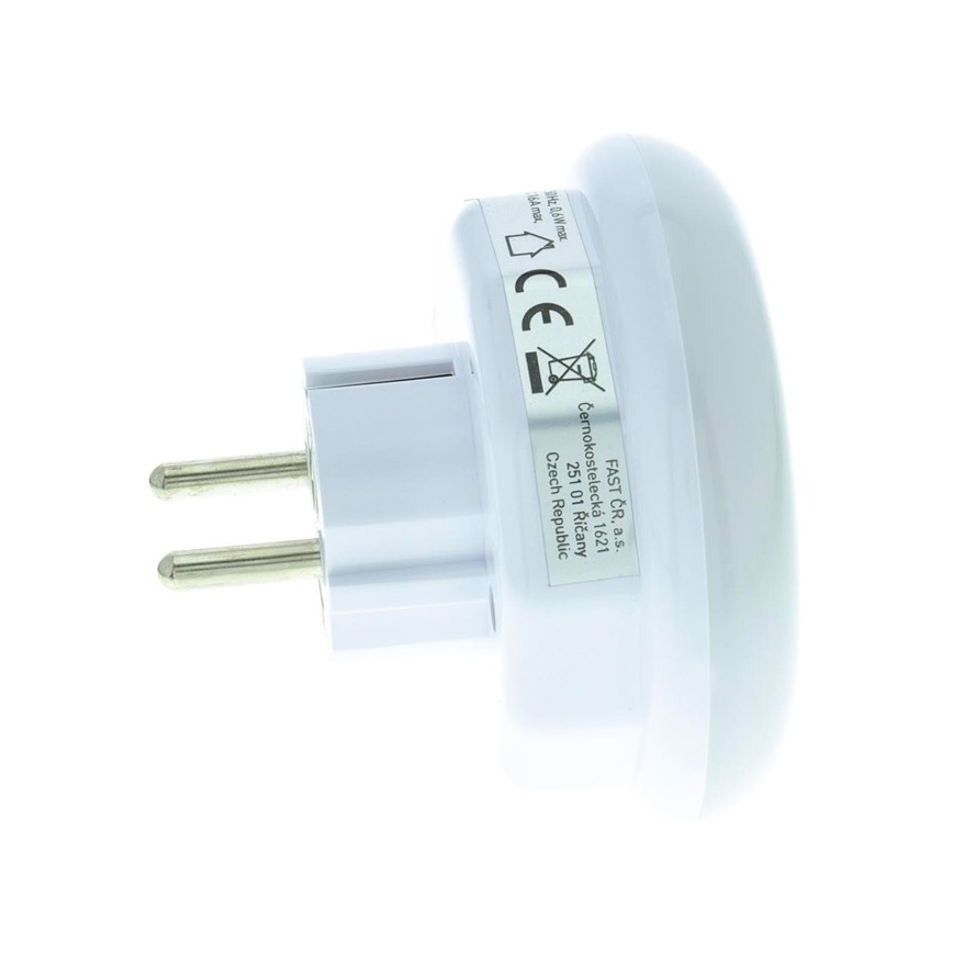 LED navigationslampe med skumringssensor og stik LED/0,6W/230V