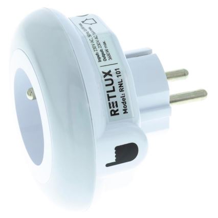 LED navigationslampe med skumringssensor og stik LED/0,6W/230V