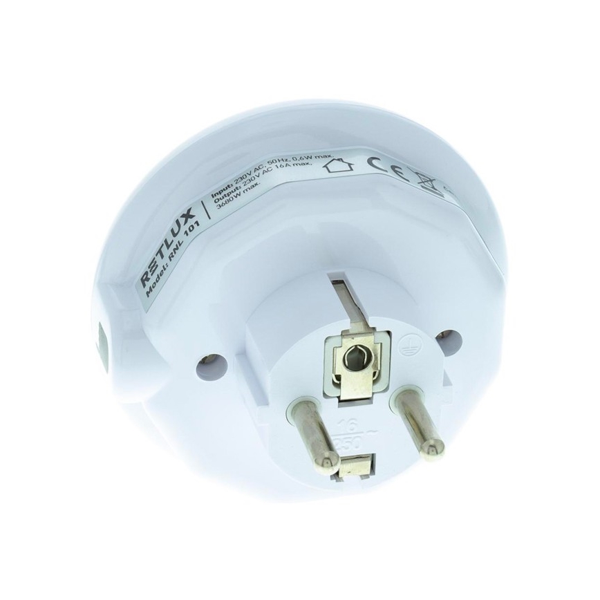 LED navigationslampe med skumringssensor og stik LED/0,6W/230V
