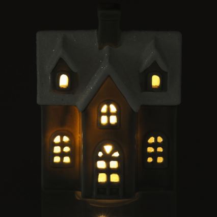 LED porcelænsdekoration LED/2xLR44/varm hvidt hus grå