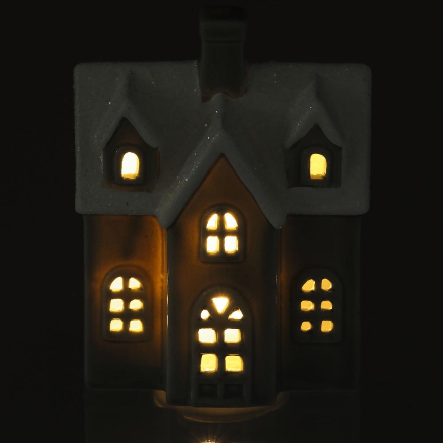 LED porcelænsdekoration LED/2xLR44/varm hvidt hus grå