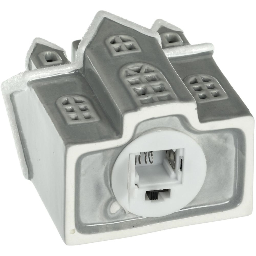 LED porcelænsdekoration LED/2xLR44/varm hvidt hus grå