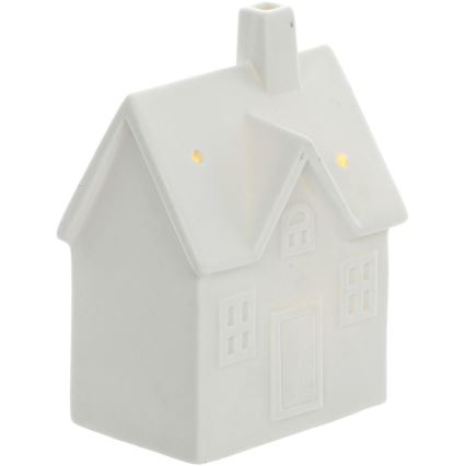 LED porcelænsdekoration LED/3xLR44/varm hvid hus hvid
