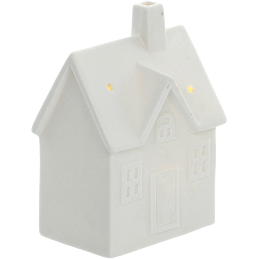 LED porcelænsdekoration LED/3xLR44/varm hvid hus hvid
