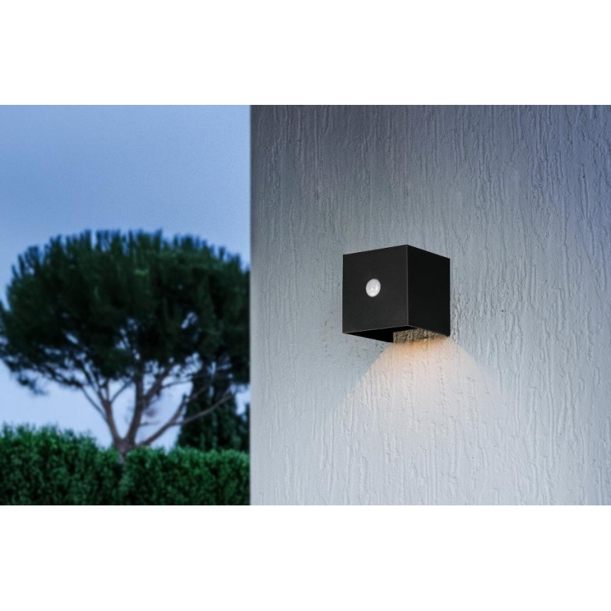 Retlux - LED solcelledrevet væglampe med sensor LED/1W/3,7V 1200 mAh IP44 sort