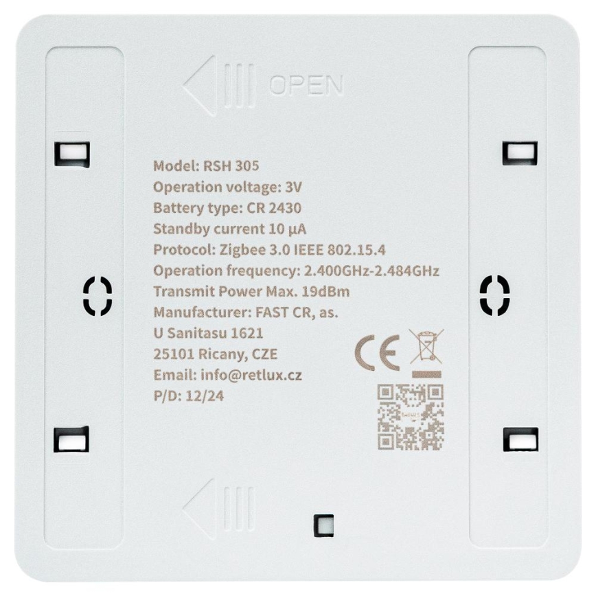 Smart afbryder 4-knaps 1xCR2430 hvid