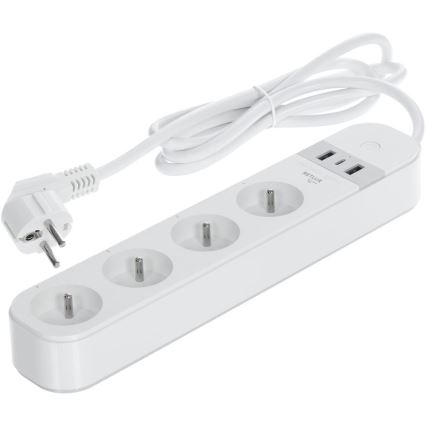 Smart forlængerdel kabel med kontakt 4Z Type E + 2x USB-A + 1x USB-C 1,5m Wi-Fi Tuya hvid
